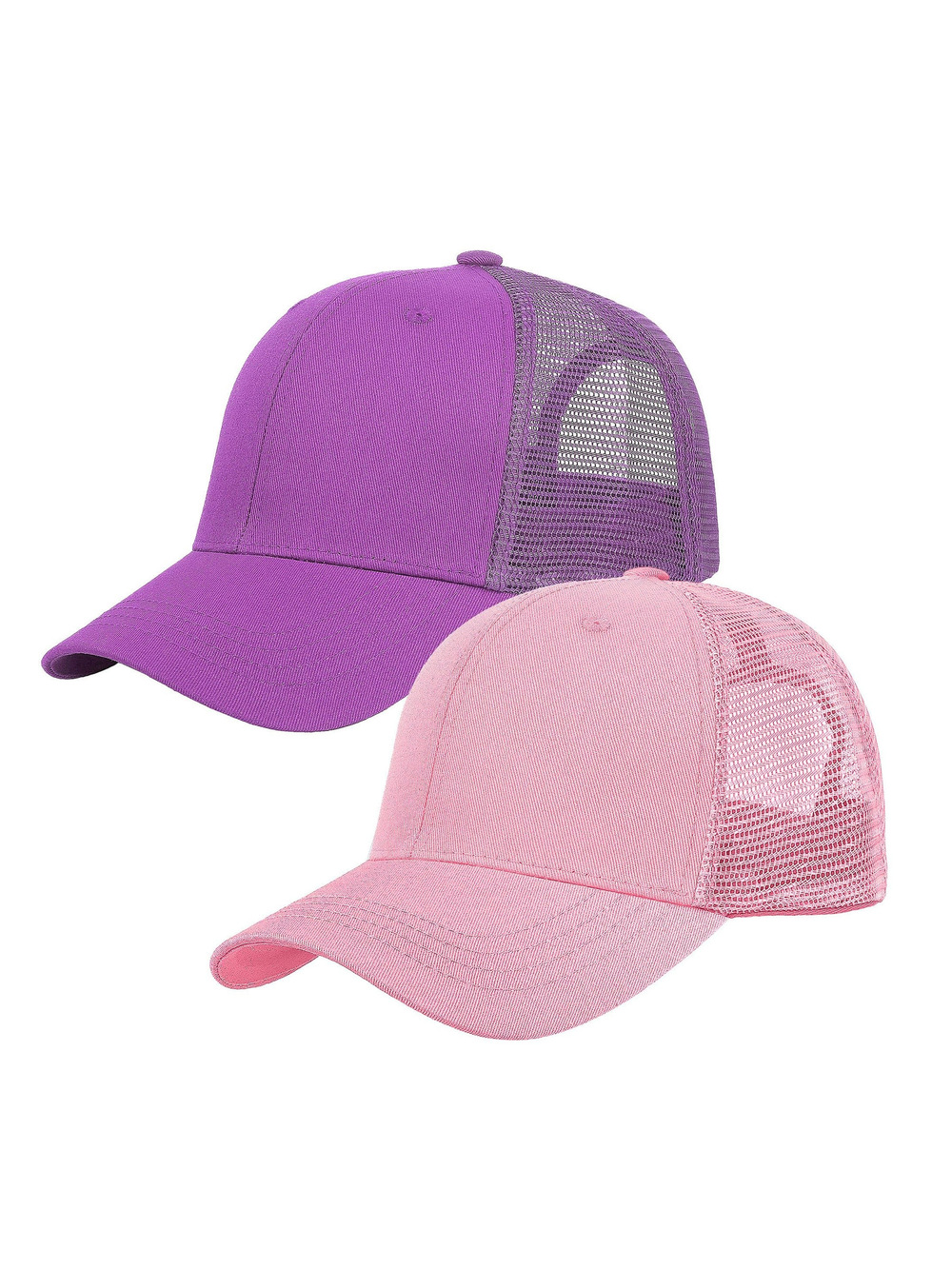 Trucker Hat Baseball Cap Structured Plain | 2 Pack, Pink, Lavender | Size OS